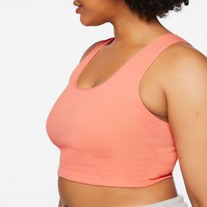 Longline Peach Ribbed Sports Bra 0X/1X NWT
